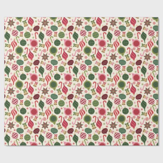 Vintage-kerstversieringen Cadeaupapier (Vlak)