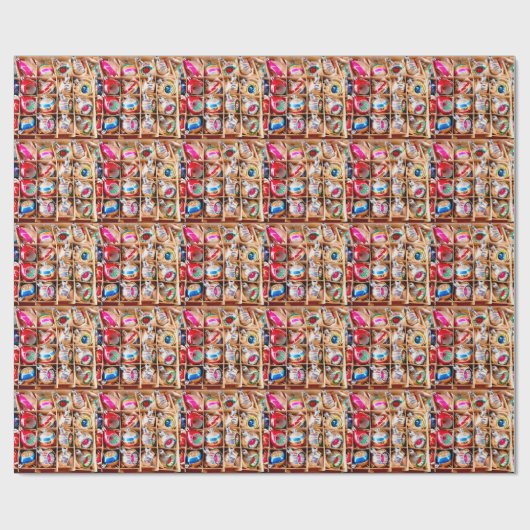 Vintage-kerstversieringen Cadeaupapier (Vlak)