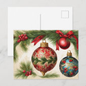 Vintage-kerstversieringen Feestdagenkaart (Voorkant / Achterkant)