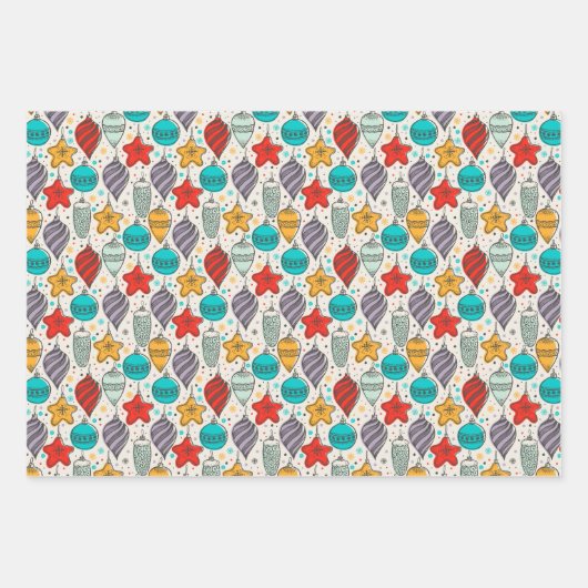 Vintage-kerstversieringen Inpakpapier Vel (Voorkant)