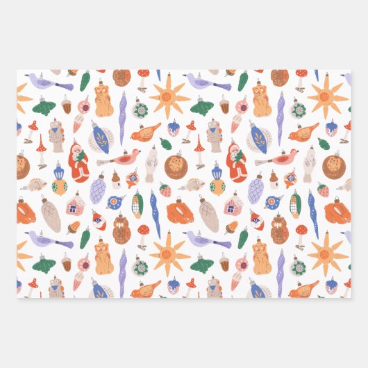 Vintage-kerstversieringen Inpakpapier Vel (Voorkant 3)