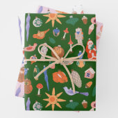 Vintage-kerstversieringen Inpakpapier Vel (In situ)