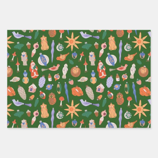 Vintage-kerstversieringen Inpakpapier Vel (Voorkant)