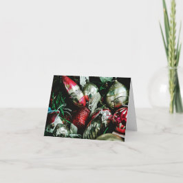 Vintage-kerstversieringen leven nog steeds feestdagen kaart