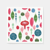 Vintage kerstversieringen Multi op White Servetten (Voorkant)