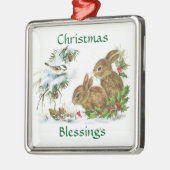 Vintage kerstverslaafden Bunnies Metalen Ornament (Links)