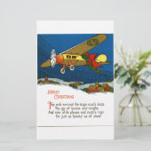 Vintage-kerstvliegtuig Briefpapier (Staand voorkant)