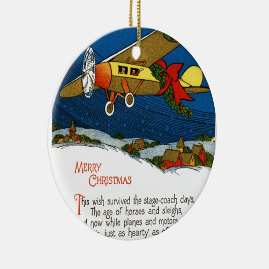 Vintage-kerstvliegtuig Keramisch Ornament (Rechts)