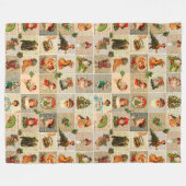 Vintage kerstvlinderbank, groot fleece deken (Voorkant (Horizontaal))