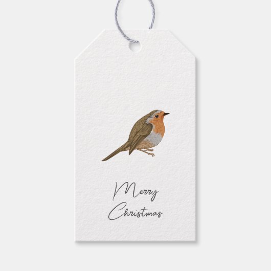 Vintage kerstvogel cadeaulabel (Voorkant)