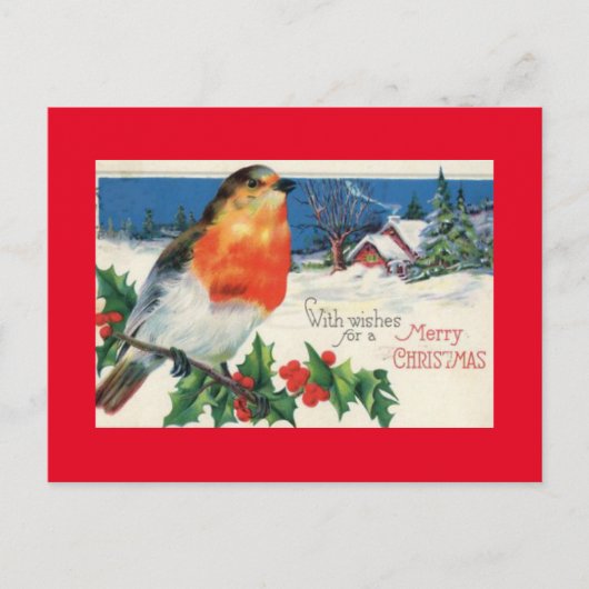 Vintage kerstvogel feestdagenkaart (Voorkant)