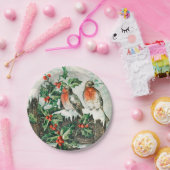 Vintage kerstvogelfeestdag Borden Papieren Bordje (Feest)