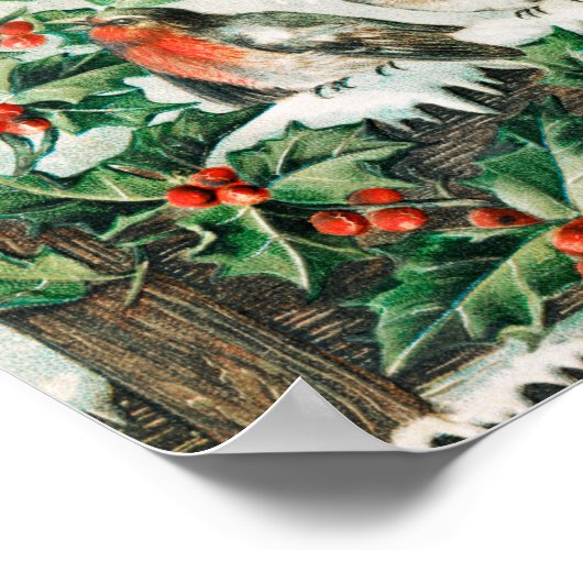 Vintage kerstvogelfeestdag poster (Hoek)