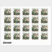 Vintage kerstvogelfeestdag vierkante sticker (Vel)