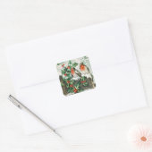 Vintage kerstvogelfeestdag vierkante sticker (Envelop)
