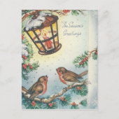 Vintage kerstvogels feestdagenkaart (Voorkant)