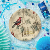Vintage Kerstvogels Holly Berry Papieren Bordje (Feest)