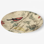 Vintage Kerstvogels Holly Berry Papieren Bordje (Gekanteld)