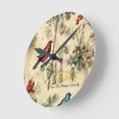 Vintage Kerstvogels Holly Berry Ronde Klok (Hoek)