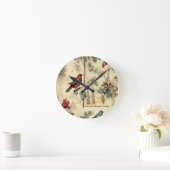 Vintage Kerstvogels Holly Berry Ronde Klok (Huis)