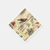 Vintage Kerstvogels Holly Berry Servet (Hoek)
