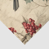 Vintage Kerstvogels Holly Berry Tissuepapier (Detail)