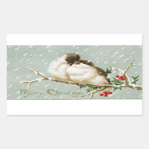 Vintage kerstvogels rechthoekige sticker