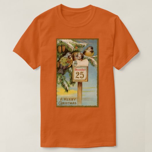 Vintage kerstvogels t-shirt (Design voorkant)