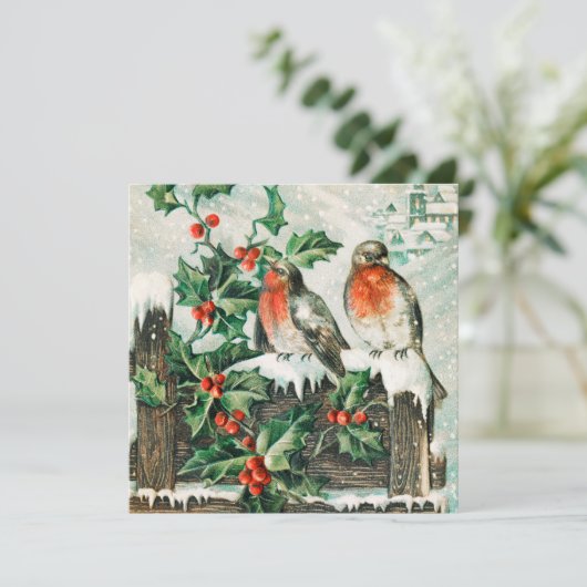 Vintage kerstvogels Vakantiekaart Kaart (Staand voorkant)