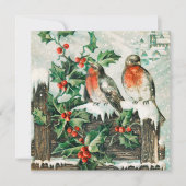 Vintage kerstvogels Vakantiekaart Kaart (Voorkant)