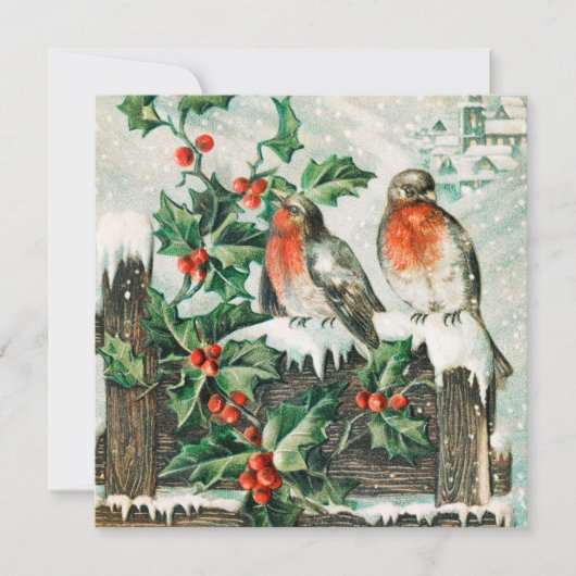 Vintage kerstvogels Vakantiekaart Kaart (Voorkant)