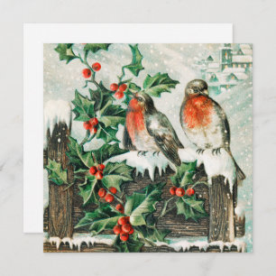 Vintage kerstvogels Vakantiekaart Kaart