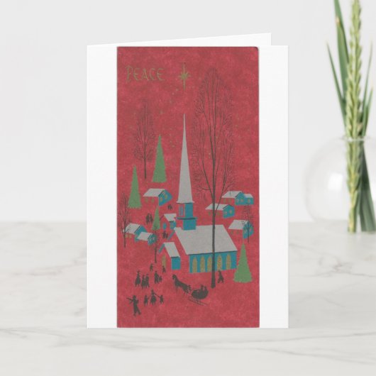 Vintage-kerstvrede Feestdagen Kaart (Voorkant)