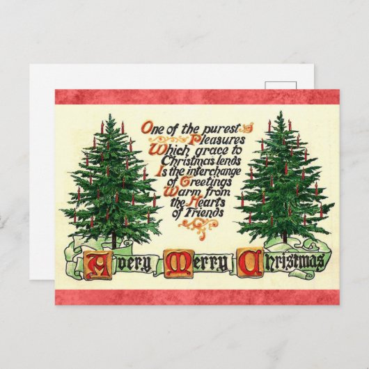 Vintage kerstvriendjesvriendschap groet briefkaart (Voorkant / Achterkant)