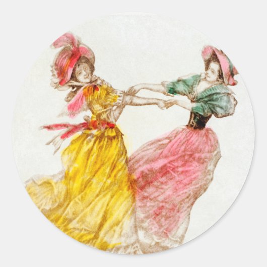 Vintage kerstvrouwen dansen (1900) ronde sticker (Voorkant)