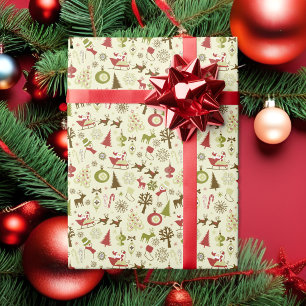 Vintage kerstvun omslagpapier cadeaupapier