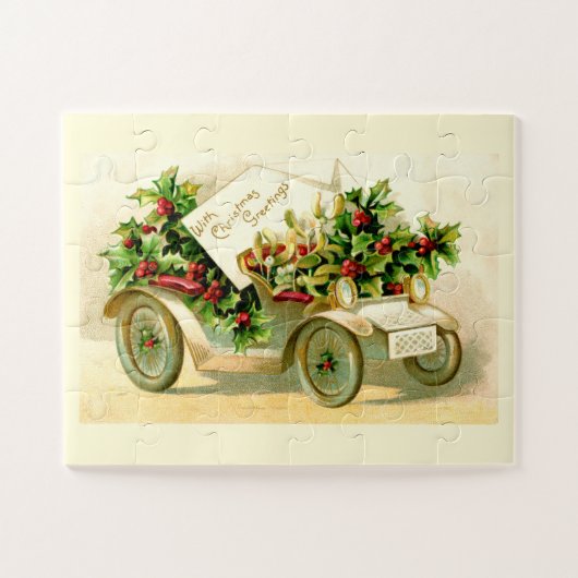 Vintage kerstwagen legpuzzel (Horizontaal)