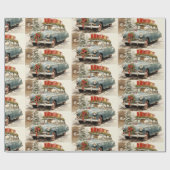 Vintage kerstwagen met Cadeaus Cadeaupapier (Vlak)