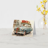 Vintage kerstwagen met Cadeaus Kaart (Gele Bloem)
