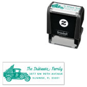 Vintage kerstwagen zelfinktende stempel (In situ)