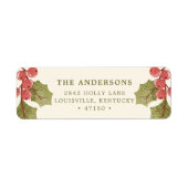 Vintage kerstWaterverf Holly Leaves Etiket (Voorkant)