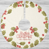 Vintage kerstWaterverf Holly Leaves Monogram Kerstboom Rok