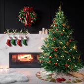 Vintage kerstWaterverf Holly Leaves Monogram Kerstboom Rok