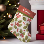 Vintage kerstWaterverf Holly Leaves Monogram Kleine Kerstsok<br><div class="desc">Vier het vakantieseizoen met deze charmante vintage kerstkous met prachtige waterverf holly blaadjes en een aanpasbaar monogram. Vervaardigd met aandacht voor detail, voegt deze kous een vleugje elegantie en nostalgie toe aan uw vakantiedecor. Perfect om bij de open haard te hangen, het maakt een prachtig cadeau voor dierbaren. Personaliseer het...</div>