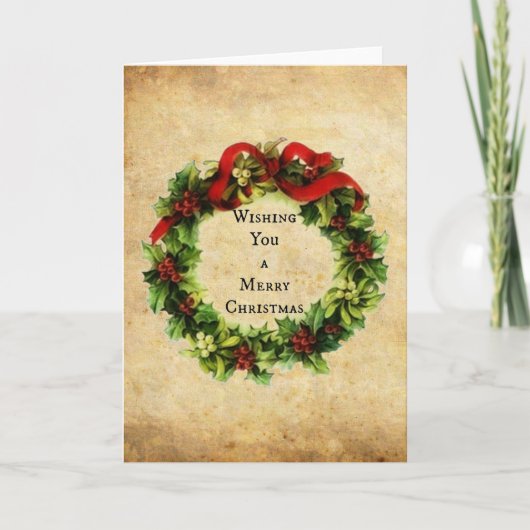 Vintage kerstwens feestdagen kaart (Voorkant)