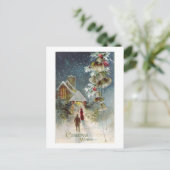 Vintage kerstwens feestdagenkaart (Staand voorkant)