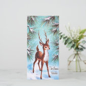 Vintage kerstwensen herten vakantie Kaart (Staand voorkant)