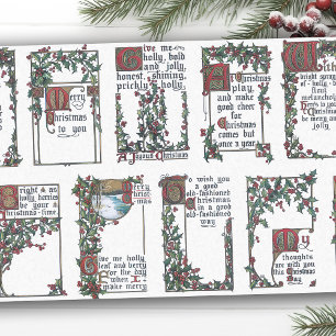 Vintage kerstwensen met Holly Borders Tissuepapier