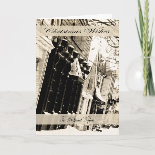 Vintage kerstwensen, neefje feestdagen kaart (Voorkant)