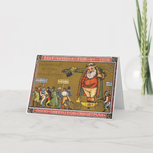 Vintage-kerstWenskaart Feestdagen Kaart (Voorkant)